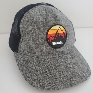 Bench Snapback Cap Hat Sunset Mountain Patch Mesh BackGrey Black Unisex O/S